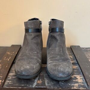 Franco Sarto Gray Ankle Boots with Black Strap